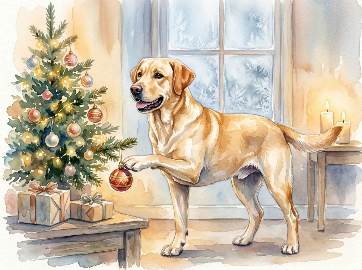 Labrador Retriever watercolor calendar month 12